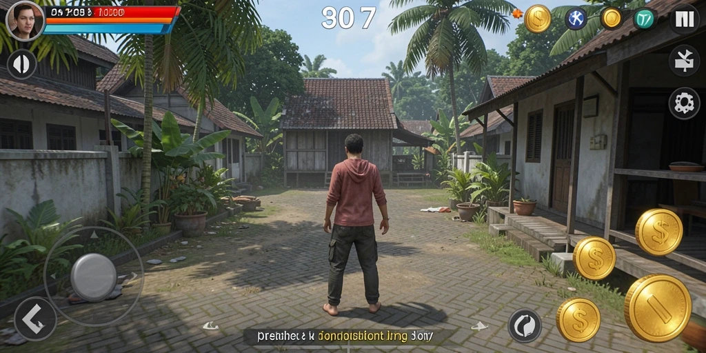 Tangkapan layar memperlihatkan setting menarik dalam permainan.